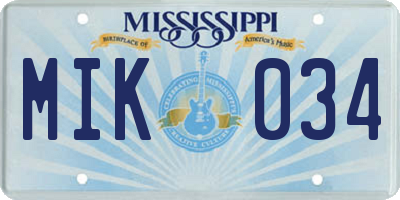 MS license plate MIK034