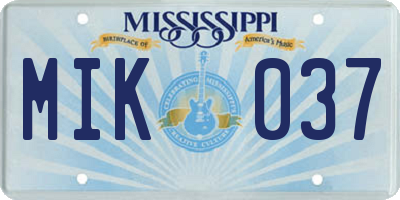 MS license plate MIK037