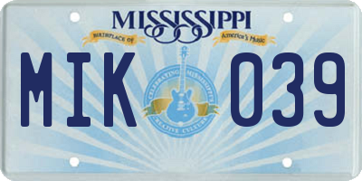 MS license plate MIK039