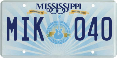 MS license plate MIK040