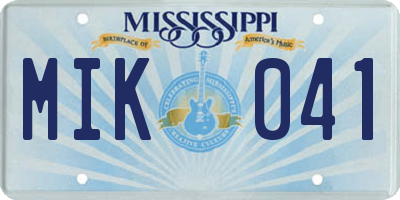 MS license plate MIK041