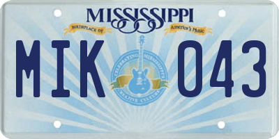 MS license plate MIK043