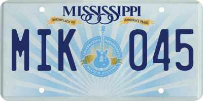 MS license plate MIK045