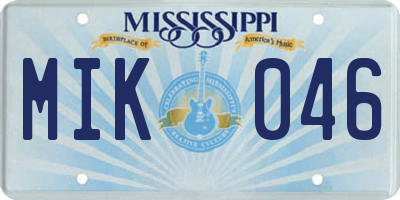 MS license plate MIK046