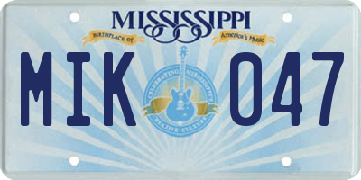 MS license plate MIK047