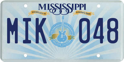 MS license plate MIK048
