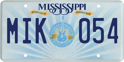 MS license plate MIK054