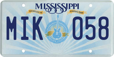 MS license plate MIK058
