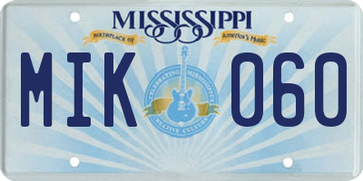 MS license plate MIK060