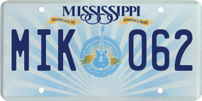 MS license plate MIK062