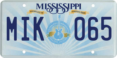 MS license plate MIK065