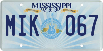 MS license plate MIK067