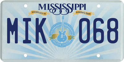 MS license plate MIK068