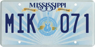 MS license plate MIK071