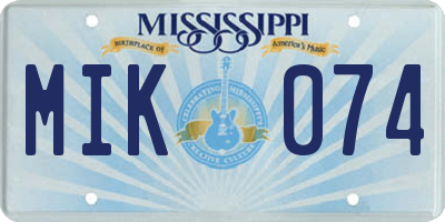 MS license plate MIK074