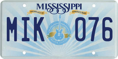 MS license plate MIK076