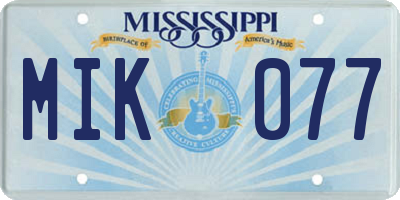 MS license plate MIK077