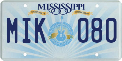 MS license plate MIK080