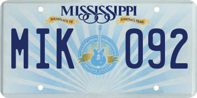MS license plate MIK092