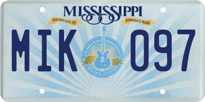 MS license plate MIK097