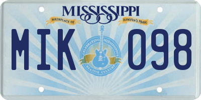 MS license plate MIK098