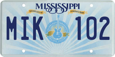 MS license plate MIK102