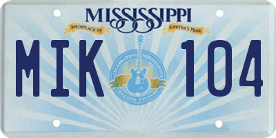 MS license plate MIK104