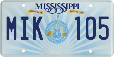 MS license plate MIK105