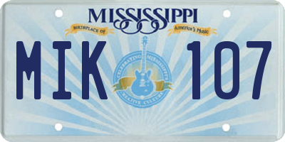 MS license plate MIK107