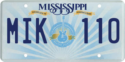 MS license plate MIK110