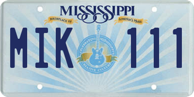 MS license plate MIK111