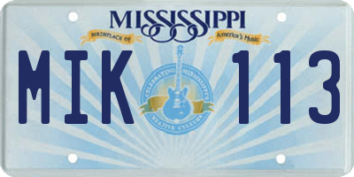 MS license plate MIK113