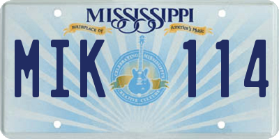 MS license plate MIK114