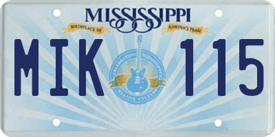 MS license plate MIK115