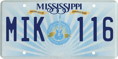 MS license plate MIK116