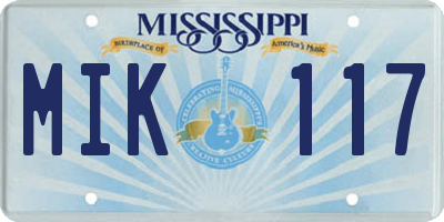 MS license plate MIK117