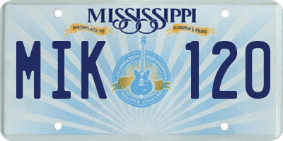 MS license plate MIK120