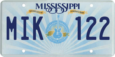 MS license plate MIK122