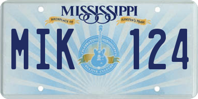 MS license plate MIK124