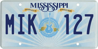 MS license plate MIK127