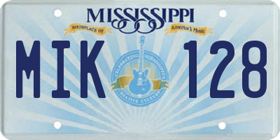 MS license plate MIK128