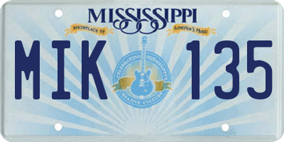 MS license plate MIK135