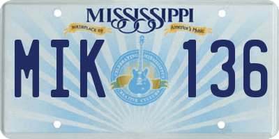 MS license plate MIK136