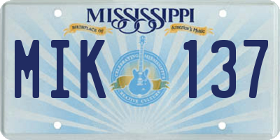 MS license plate MIK137
