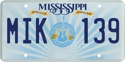 MS license plate MIK139