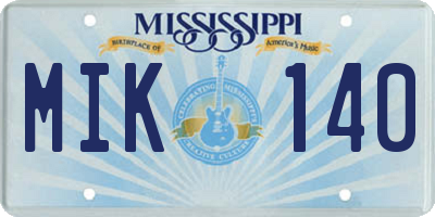 MS license plate MIK140