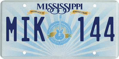 MS license plate MIK144