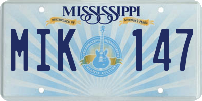 MS license plate MIK147