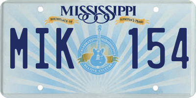 MS license plate MIK154