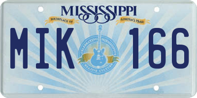MS license plate MIK166
